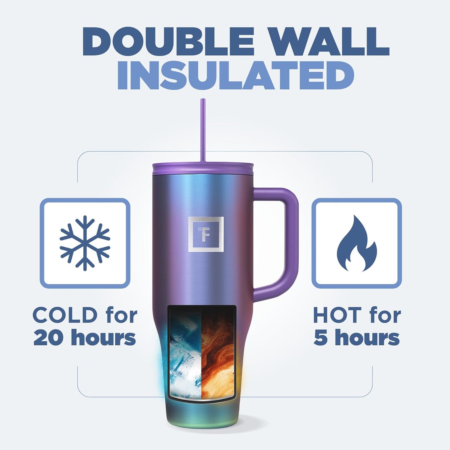 IRON °FLASK Co-Pilot 40 oz Insulated Tumbler with Straw & Flip Cap Lids - Cup Holder Bottle for Hot or Cold Drink - Leak-Proof, Double Walled - Water, Coffee Portable Travel Mug - Dark Pine