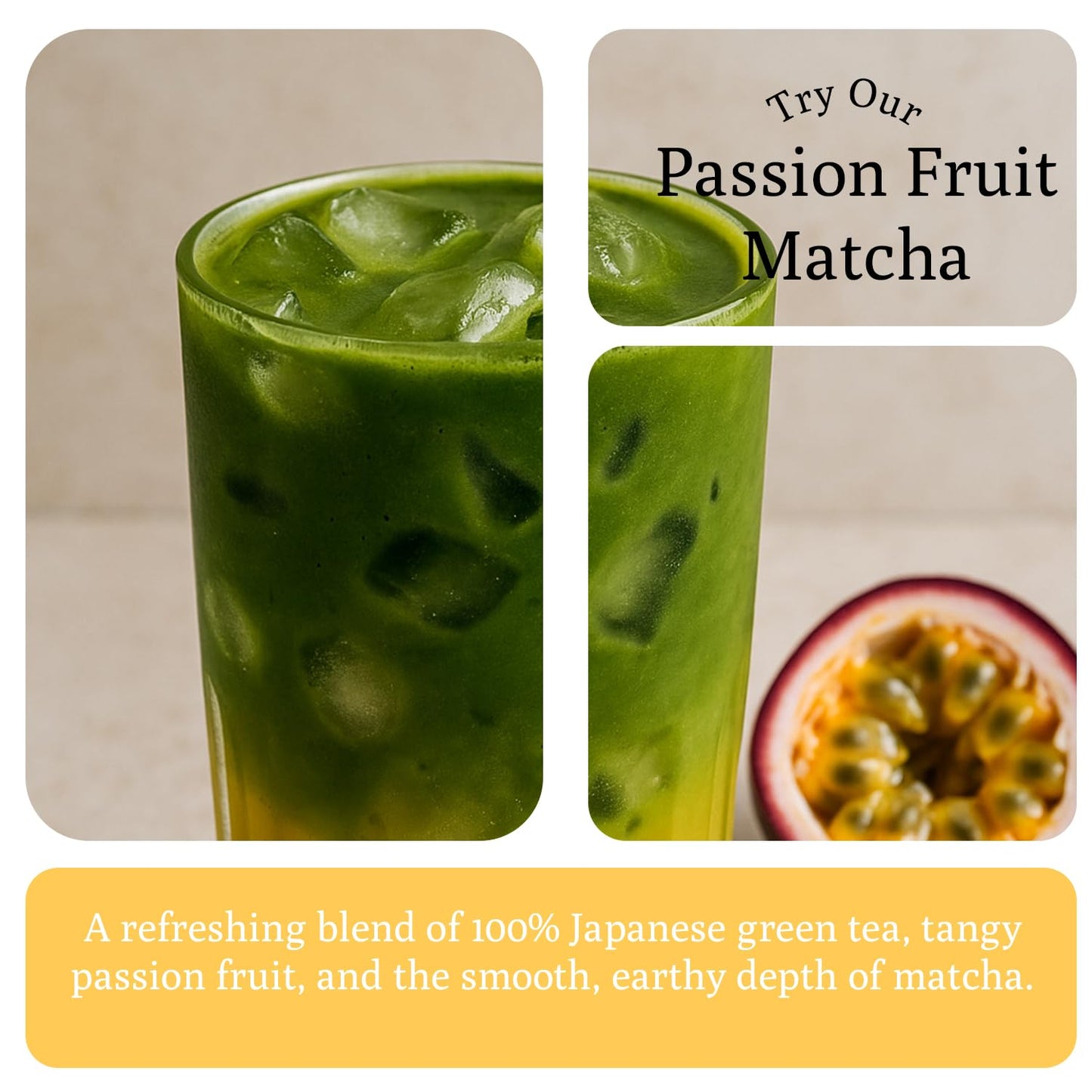Ancient Roots Passion Fruit Matcha Mix – Organic Green Tea Powder for Lattes, Smoothies, &amp; Baking Matcha Powder, Antioxident 100% Natural, Vegan, Gluten-Free (3.5 OZ, Passion Fruit)