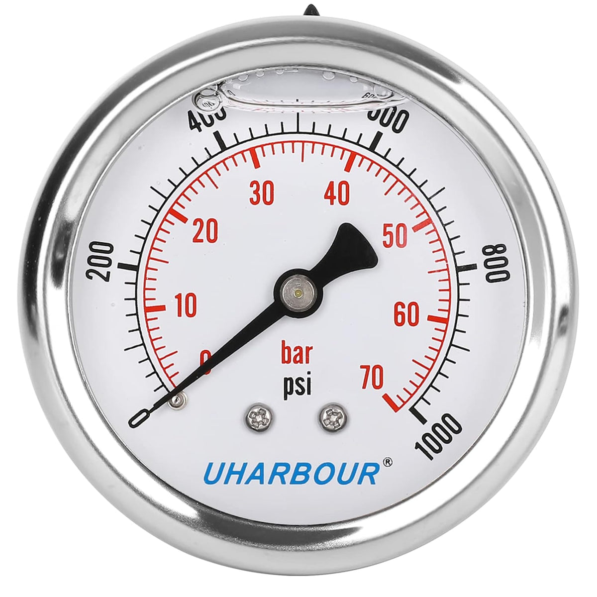 UHARBOUR Glycerin Pressure Gauge 1000psi/70bar, 2-1/2" Dial