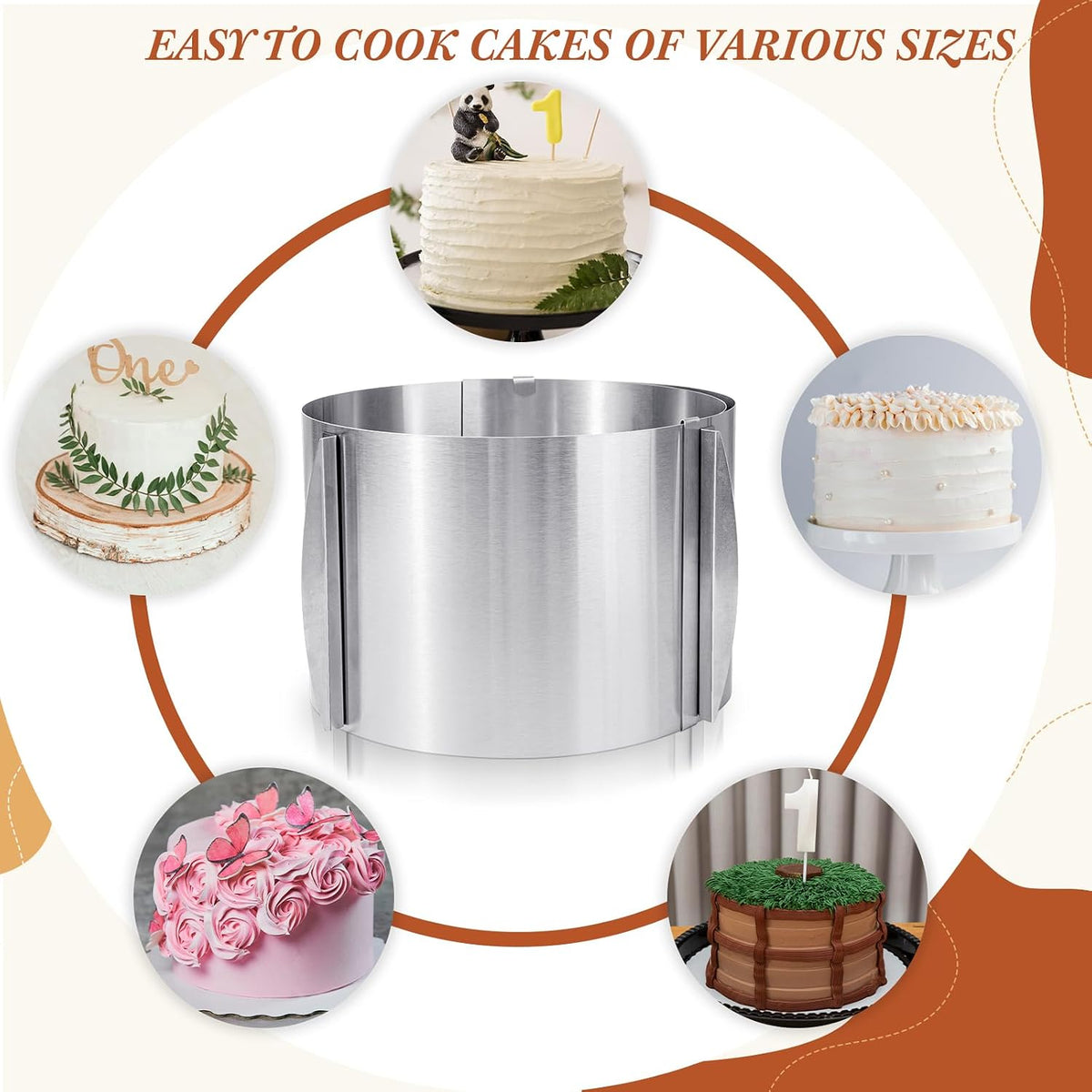 Hushee 1 Pcs Extra High 15cm Cake Ring 6 to 12 Inch Adjustable Cake Mold