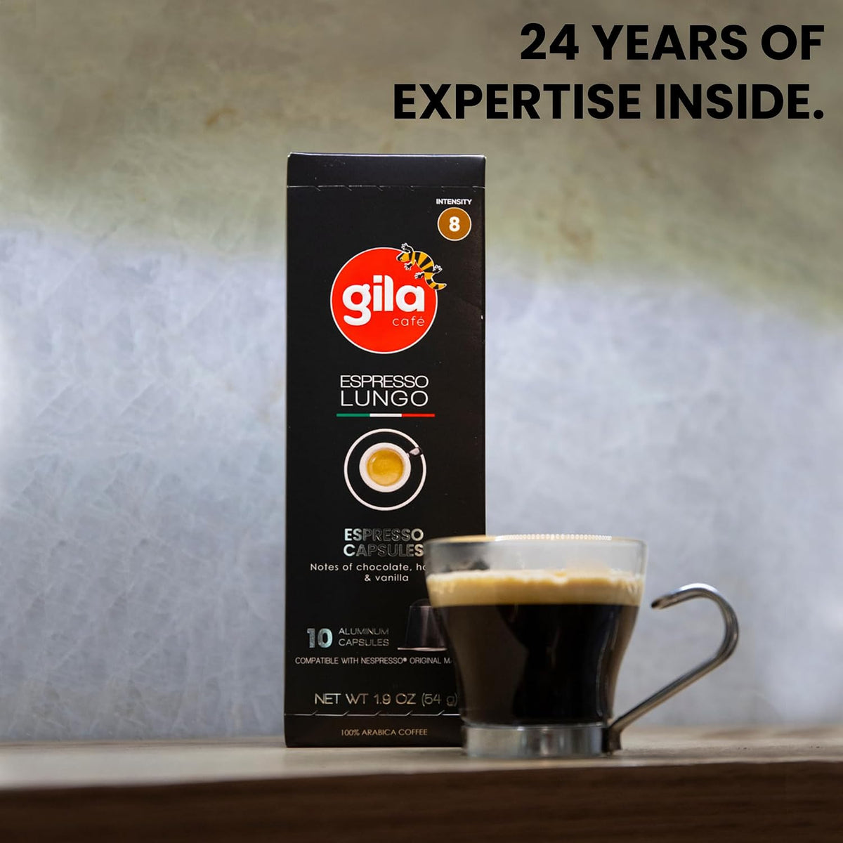 gila cafe Lungo Coffee Capsules, Nespresso Original, Medium Roast, 60ct