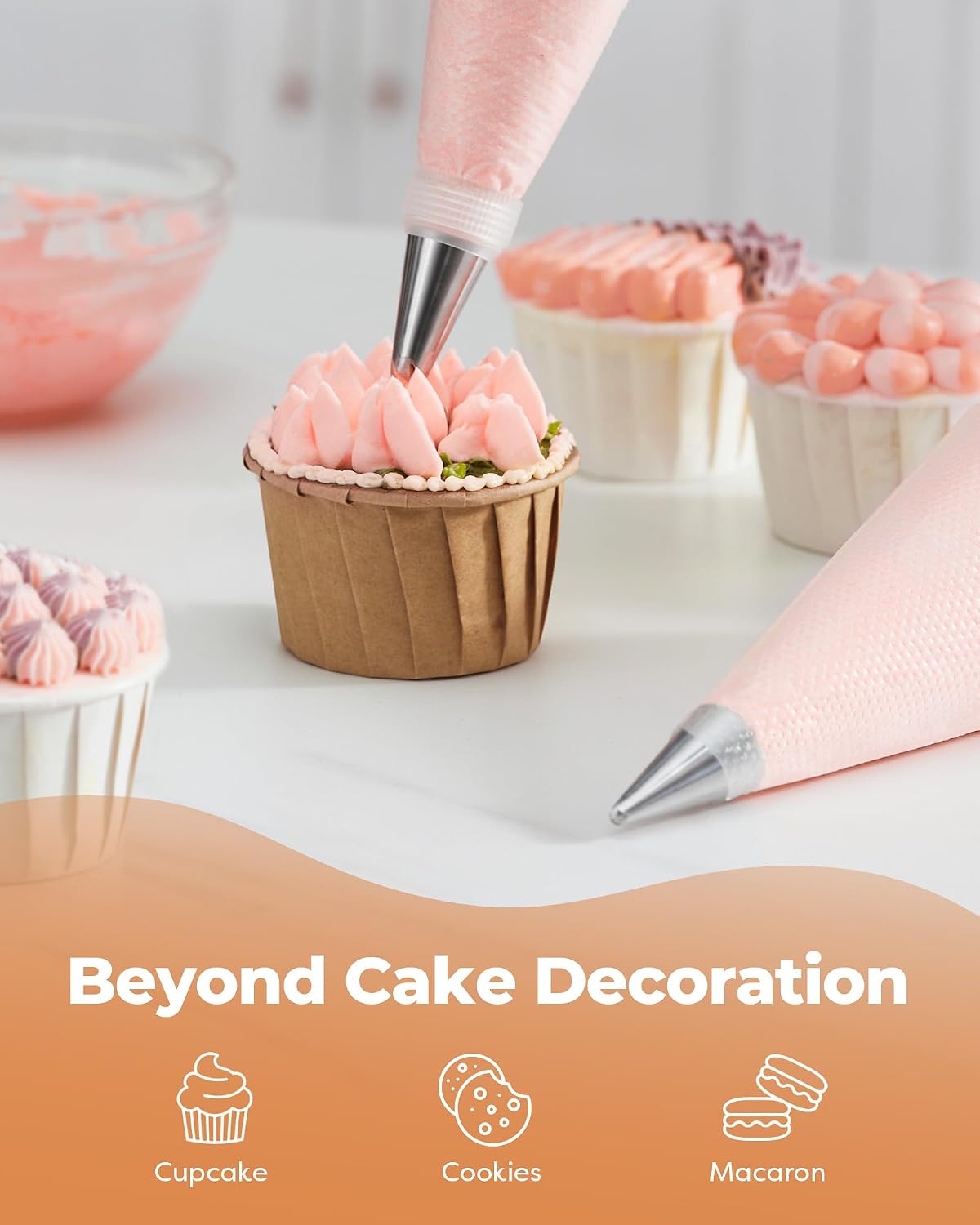 Kootek 140 Piping Bags and Tips Set Frosting Piping Kit for Beginner &amp; Pros | Baking Supplies Tools, 40+2 Disposable &amp; Reusable Piping Bags 12", 85 Icing Piping Tips, for Cookie Cupcake Cake Decorating