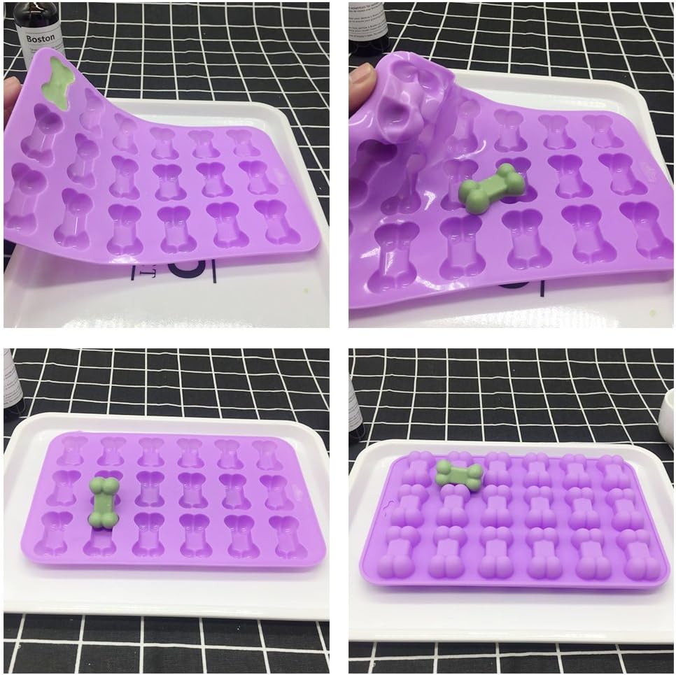 homEdge Jumbo Puppy Dog Paw (6 Cavity) and Bone Molds, Non-Stick Food Grade Silicone Dog Treats Molds for Chocolate, Candy, Jelly, Ice Cube (Set of 4PCS)