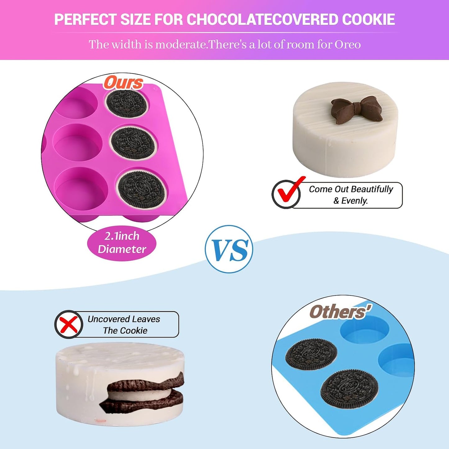 Sakolla 3 Pcs Round Chocolate Cookie Molds, 2.1 Inch Cylinder Silicone Mold