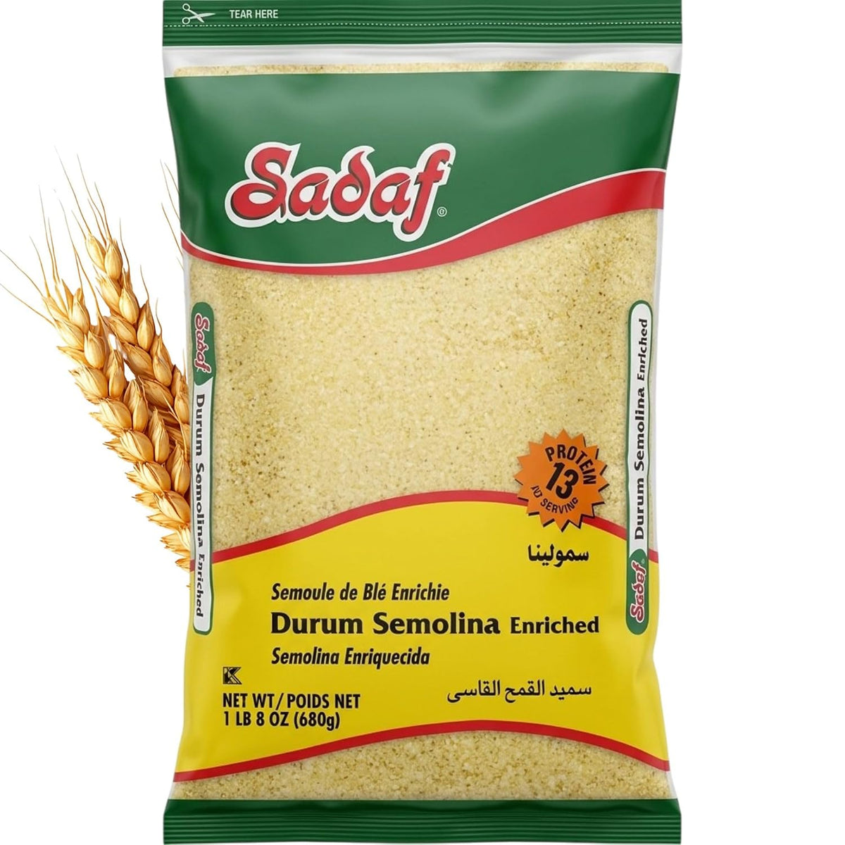 Sadaf Durum Semolina Fine - Enriched Durum Semolina for Cooking & Baking - Semolina Flour - Middle Eastern Cuisine - Kosher