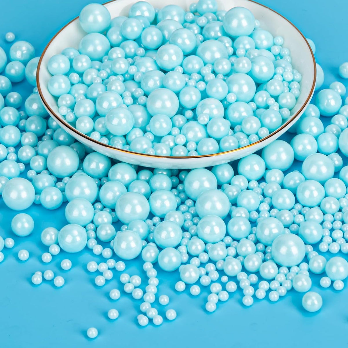 Twisweet Blue Sprinkles 130g, Edible Pearl Sprinkles for Cake Decorating | Blue sugar pearls, cake decorations &amp; cake toppers for cupcakes, cookies, ice cream, baby showers, birthdays &amp; winter cakes