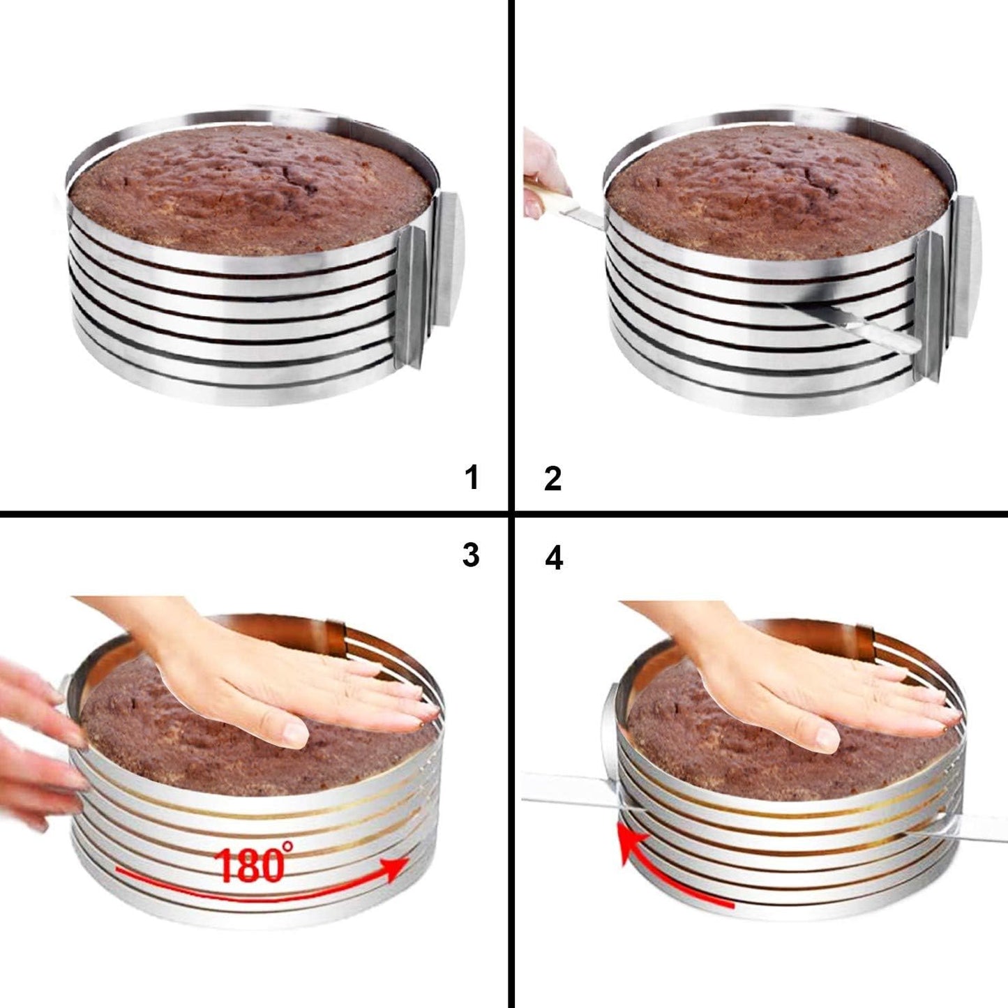Stainless Steel Mousse Cake Rings 2 Pieces Cakes Slicer Adjustable Multilayer Circular Molding Plating Forming Round Pastry Rings, Set of 2 (10 to 12” + 6 to 8” x 3.2” H)