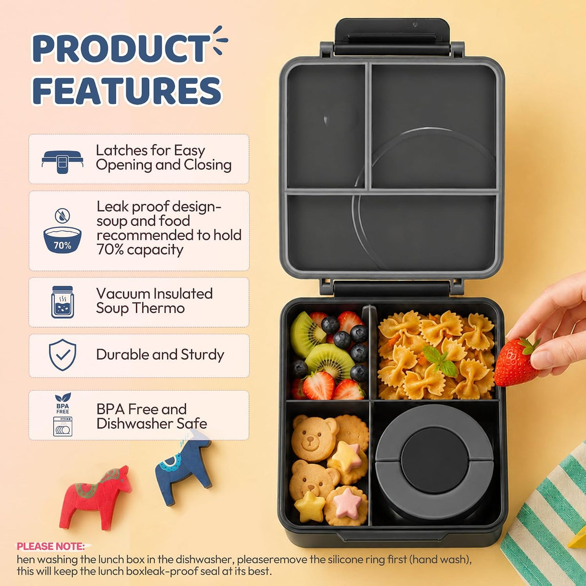 Itslife Bento Lunch Box for Kids with 8oz Soup Thermo&Lunch Bag