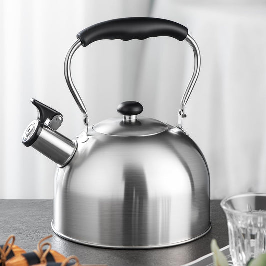 Whistling Tea Kettle – 2.64 Quart Stovetop Teapot, Stainless Steel Water Kettle for Camping &amp; Kitchen, Foldable Handle – Perfect for Coffee &amp; Tea