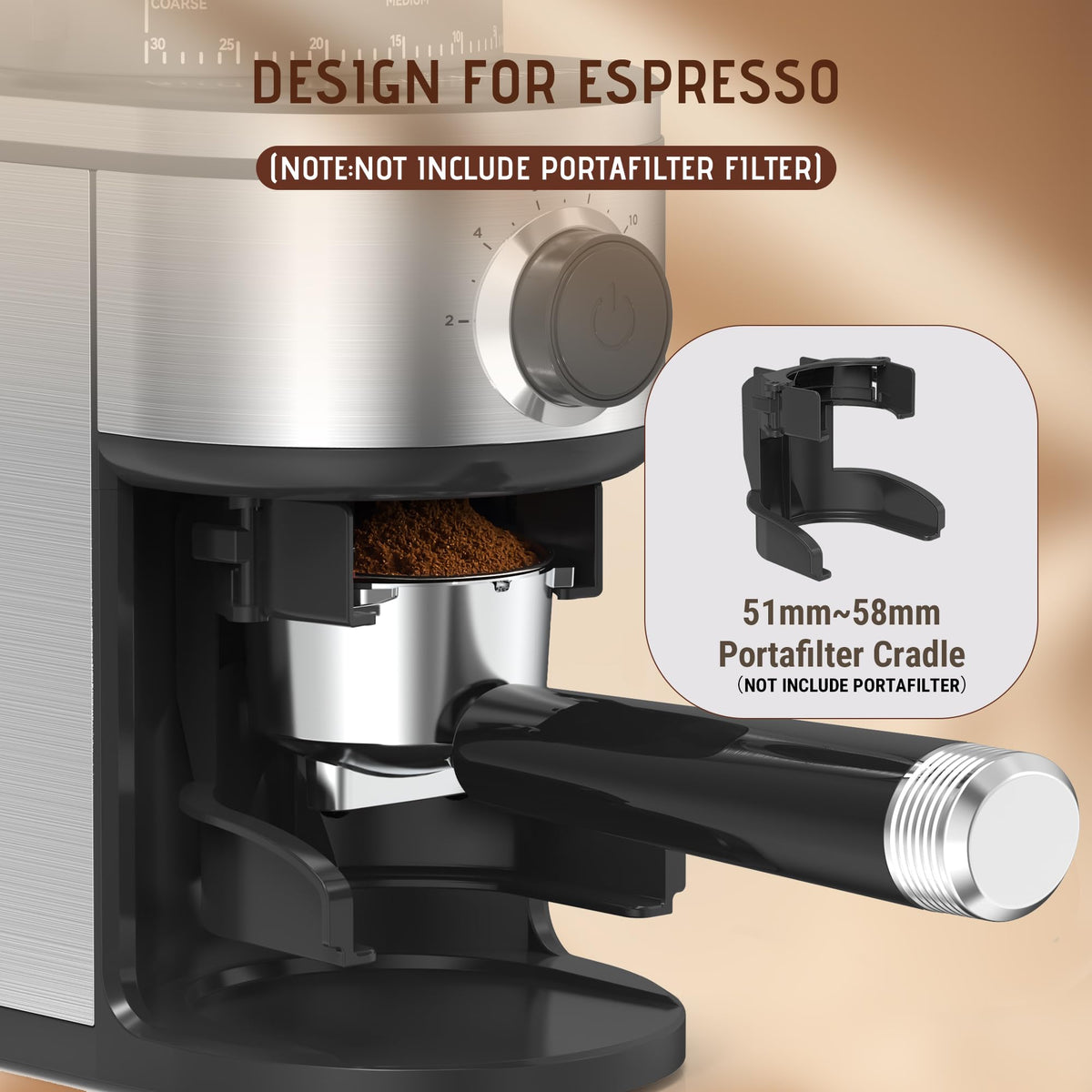 Ollygrin Burr Coffee Grinder, Electric Conical Coffee Bean Grinder With 30 Adjustable Grind Settings For 2-12 Cups, Sliv