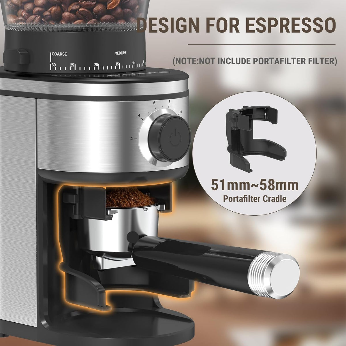 AYCHIRO Conical Burr Coffee Grinder Electric, Coffee Grinder with 30 Grind Settings, Adjustable Burr Mill Grinder for Home Use, 2-12 Cups for Espresso, Pour Over &amp; French Press