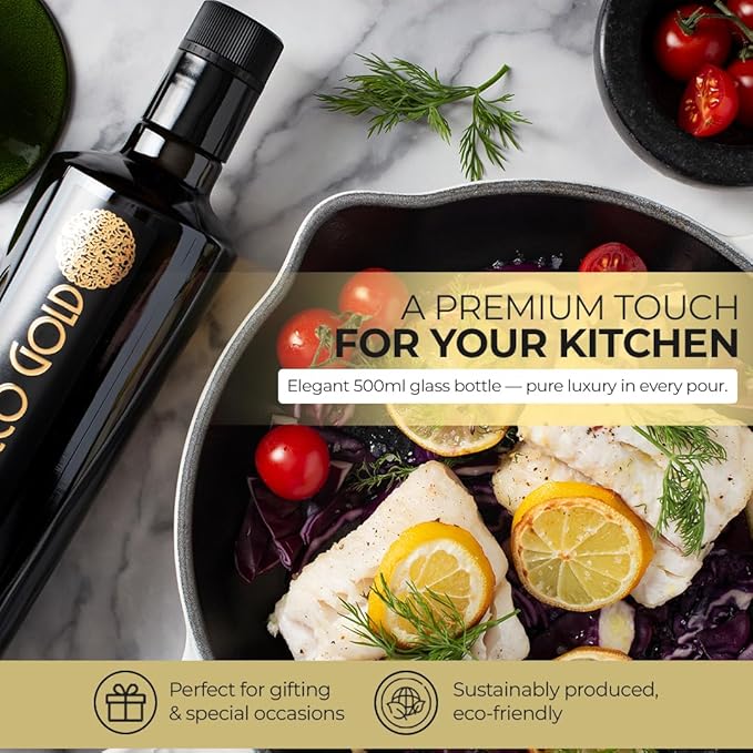 Morocco Gold New Harvest Extra Virgin Olive Oil Early Harvest – Cold Pressed – Polyphenol Rich 652mg/kg EVOO Fresh Harvest Pure and Natural. 6 x 500ml (6 Bottles For The Price Of 5)