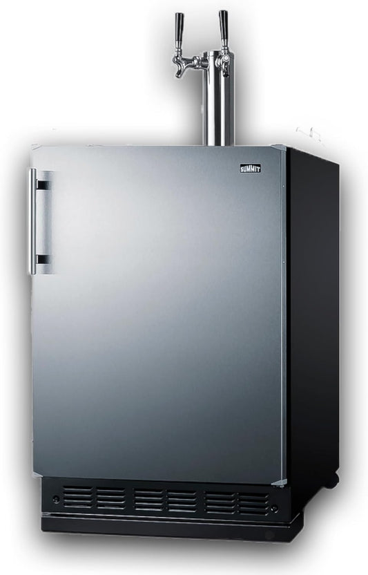 Summit Appliance 24" Wide Cold Brew Coffee Kegerator/Refrigerator Combo, Black Interior, Caster Wheels,