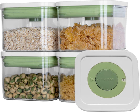 linoroso Pop Airtight Food Storage Containers with Time Recording Lids, BPA-Free Stackable Plastic Storage Containers Set of