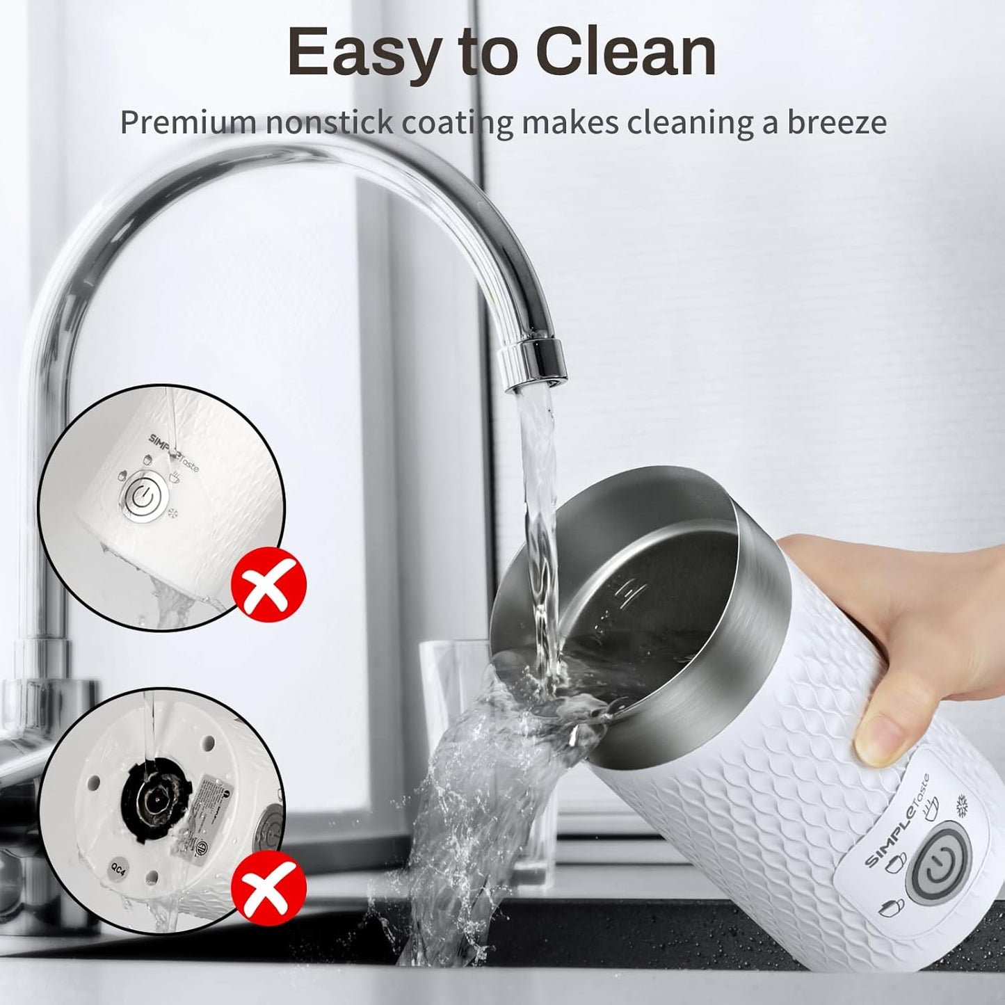 SIMPLETASTE Milk Frother, 4-in-1 Electric Milk Steamer, Automatic Warm and Cold Foam Maker and Milk Warmer for Latte, Cappuccinos, Macchiato