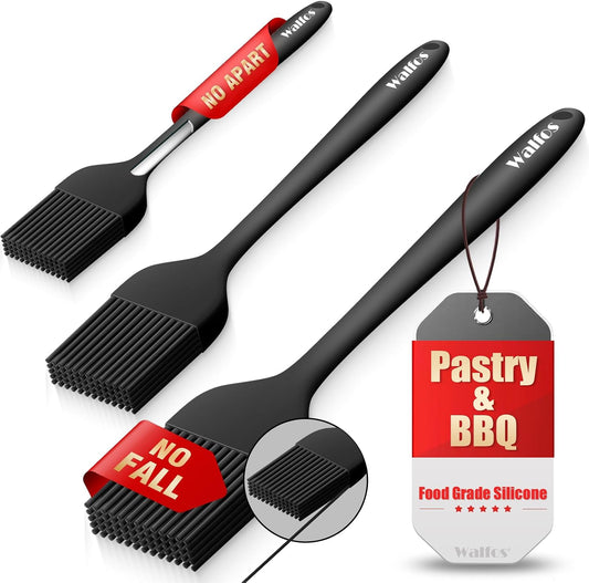 Walfos 3 Size Basting Brush, 600°F High Heat Resistant Silicone Pastry Brushes for BBQ, Baking, Kitchen Cooking, Desserts- BPA Free&amp;Dishwasher Safe