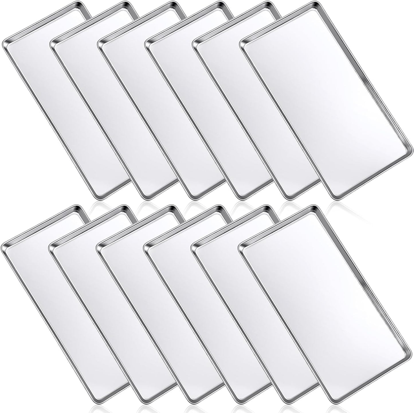 Mimorou 12 Pcs Stainless Steel Baking Sheet Cookie Pans, 13 x 6.7 Inch
