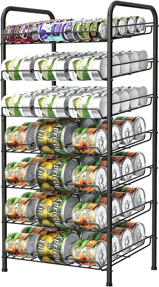 Vrisa Can Organizer for Pantry 5 Tier Canned Food Organizer Can Storage Rack Holds Up to 60 Cans Rolling Soda Soup Vegetable Can Goods Dispenser Shelf for Kitchen Pantry Cabinet, Silver