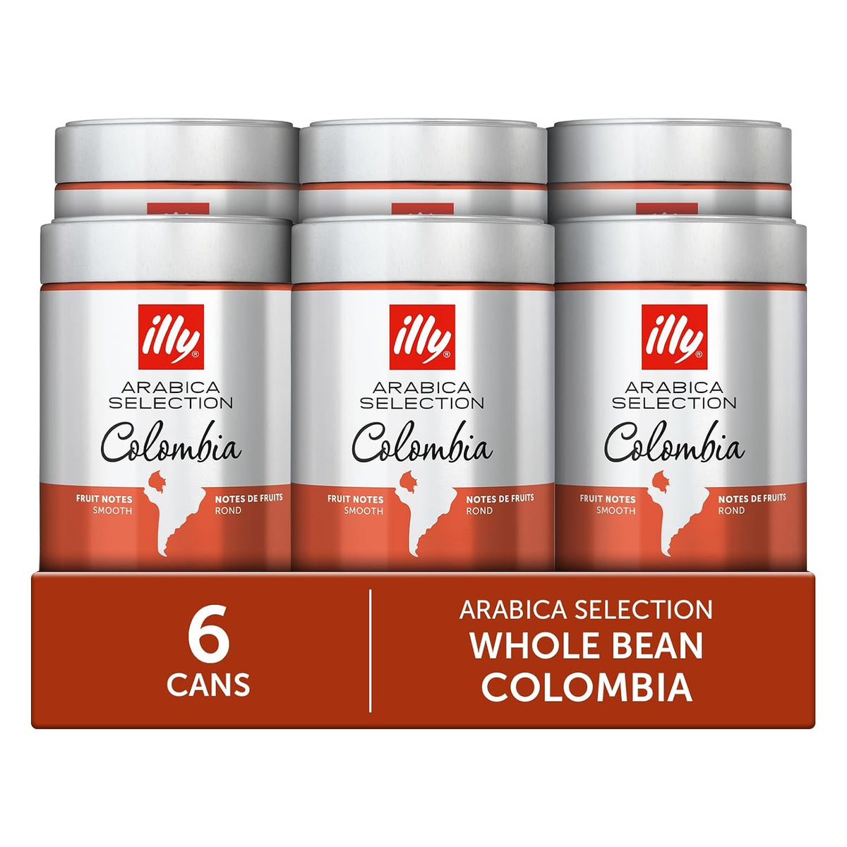 illy Whole Bean Coffee, Colombia Single Origin Medium Roast, 8.8oz, 6 Pack | 100% Arabica, Premium Italian Coffee, Ideal for Espresso, Drip, Moka and French Press Brewing