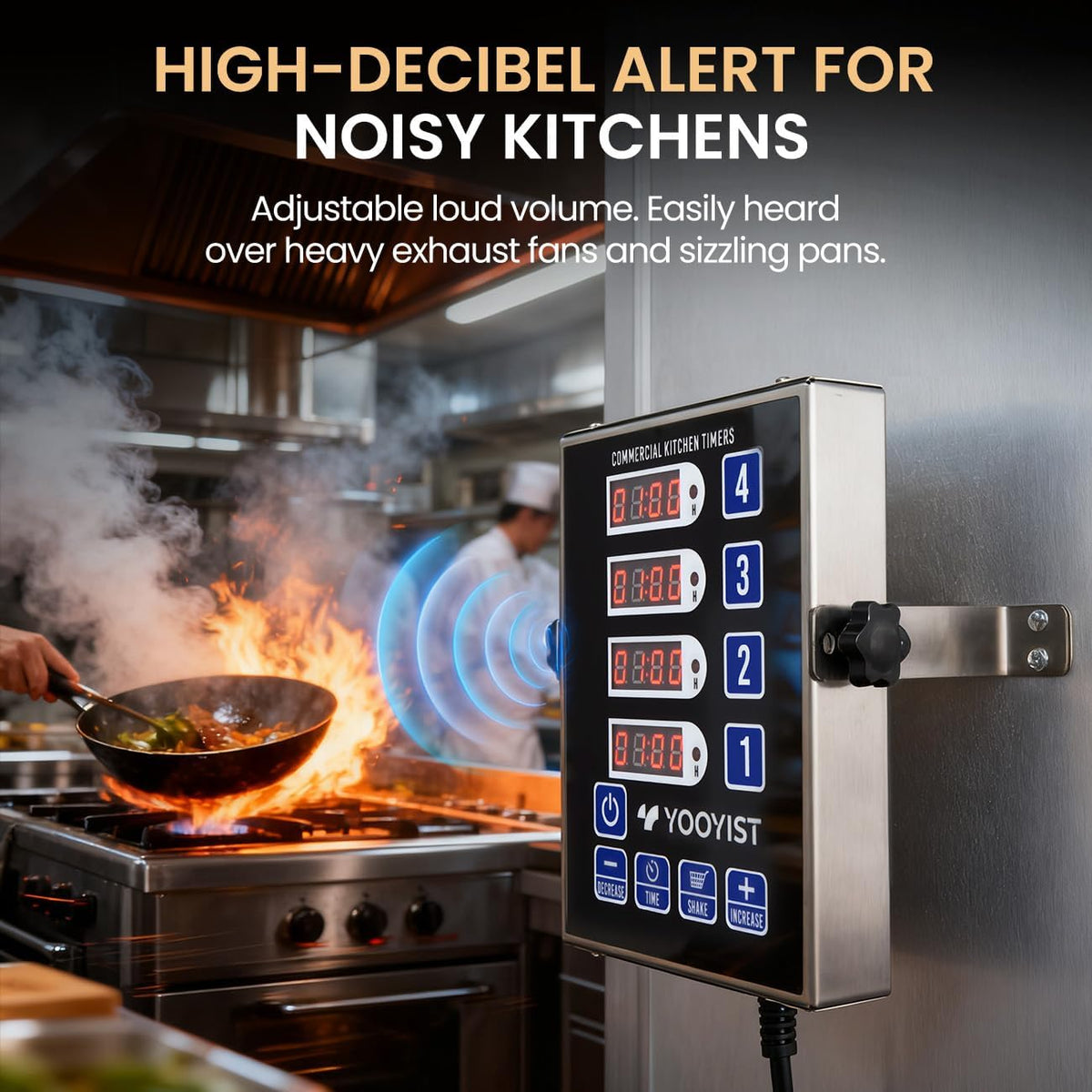 Commercial 4 Channel Digital Kitchen Timer Loud Alarm Cook Timer