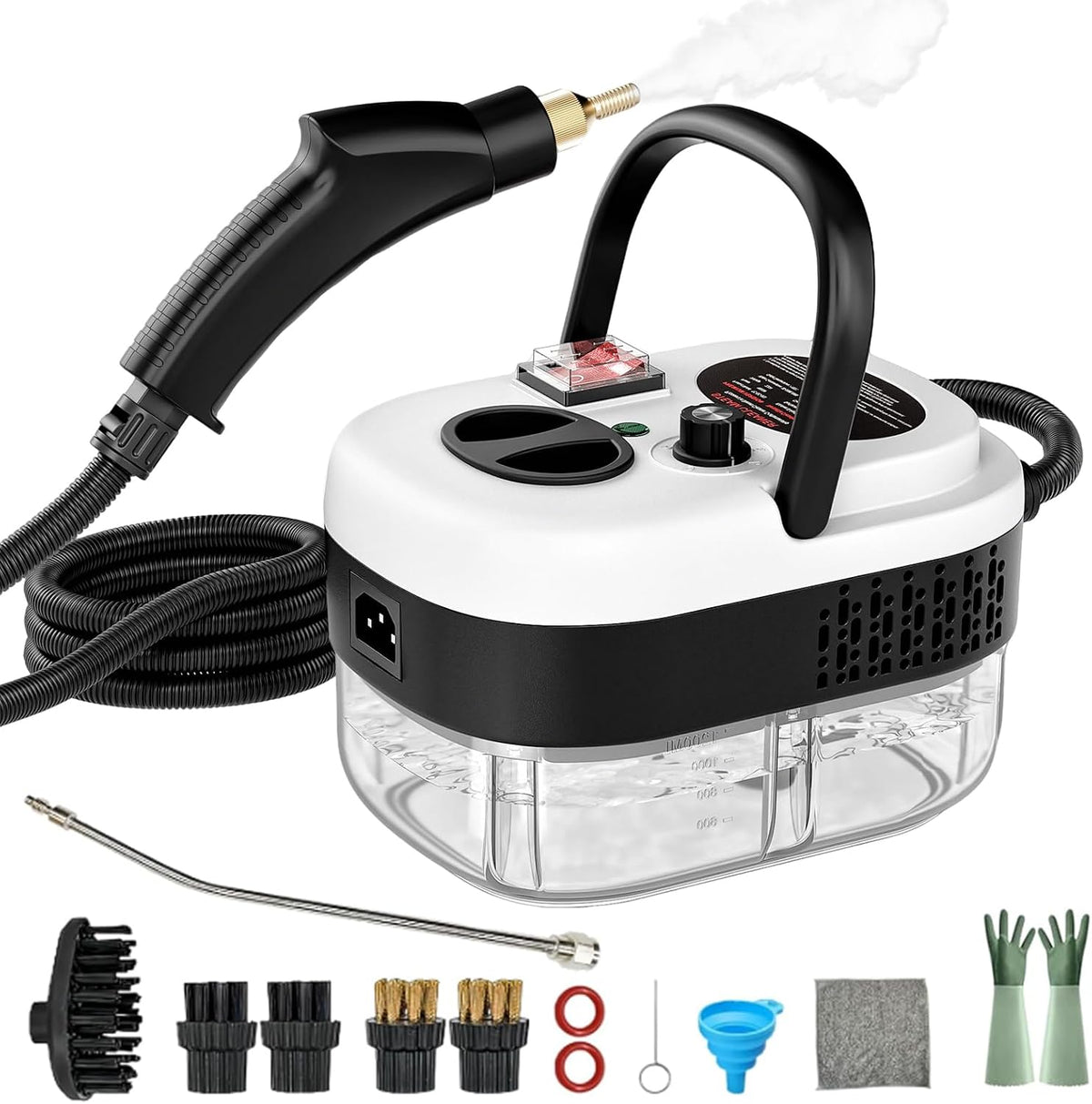 Steam Cleaner, Portable Pressurized Steamer for Cleaning with 14pcs Accessories, 6-Level Adjustable,15s Heat-Up, Handheld Steam Cleaner for Home, Tile, Dirt, Grout, Grease, Car Detailing (03-White)