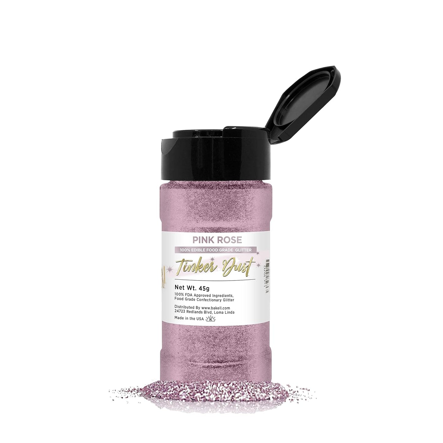 BAKELL Pink Rose Edible Glitter, 45 Grams | TINKER DUST Edible Glitter | KOSHER Certified | 100% Edi