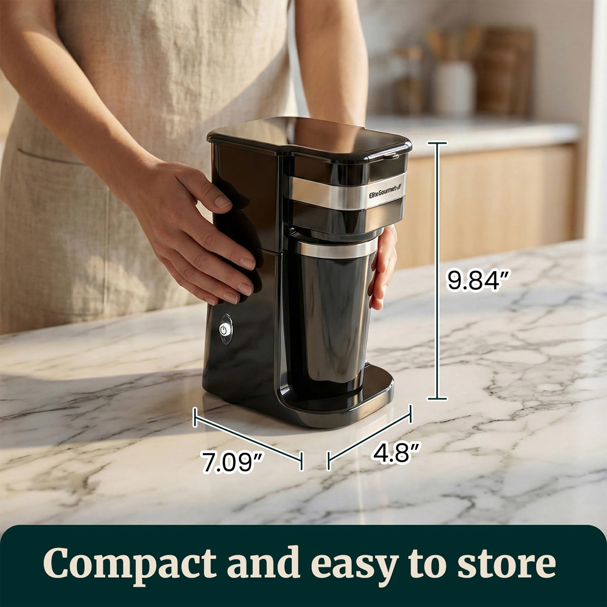 Elite Gourmet EHC113 Personal Single-Serve Compact Coffee Maker, Black