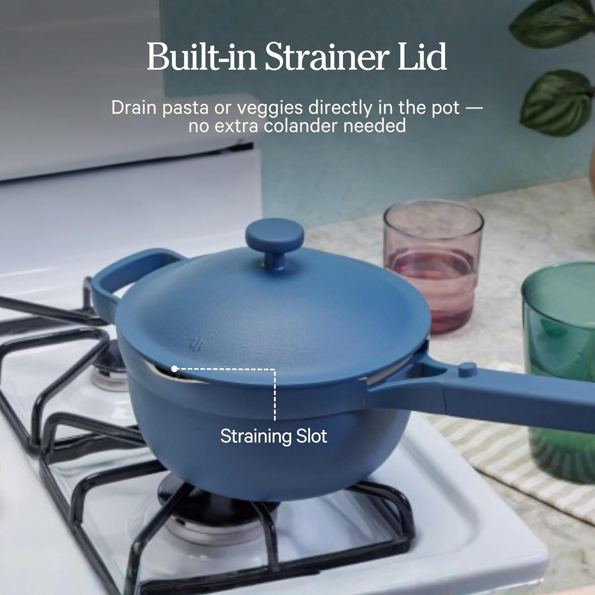 Our Place Perfect Pot - Mini 2.5 Qt Nonstick Ceramic Sauce Pan with Lid | Versatile Cookware for Stovetop and Oven | Steam, Bake, Braise, Roast | PTFE and PFOA-Free | Toxin-Free, Easy to Clean | Sage