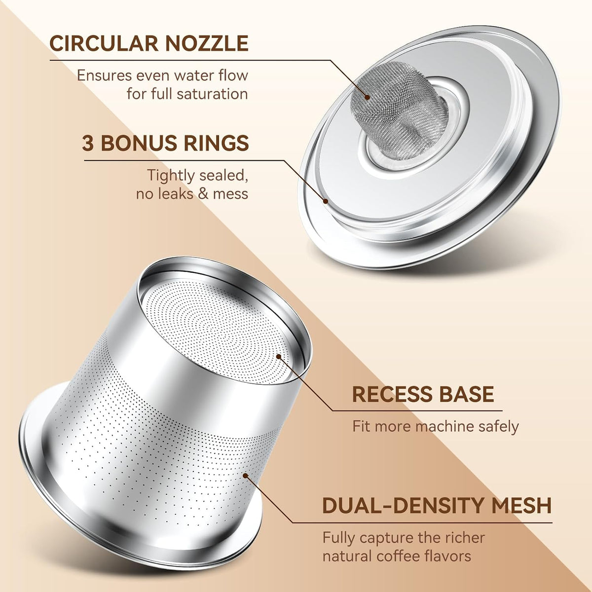 CAPMESSO Reusable K Cups Coffee Pods for Keurig Single Serve Brewer, 4 Pack