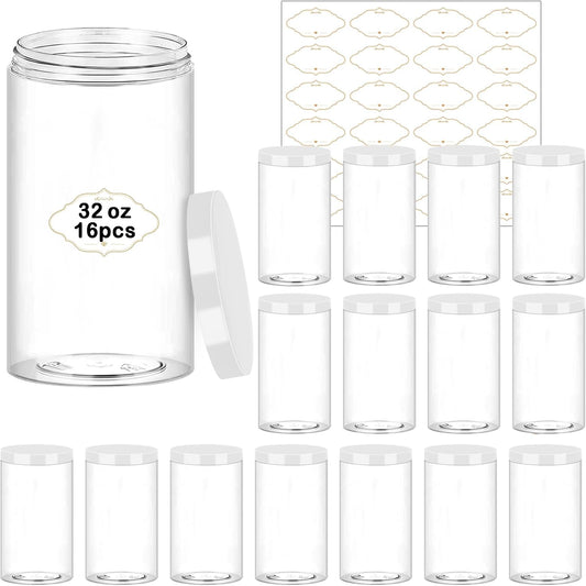 PeacePeo 32 OZ Plastic Jars with Lids