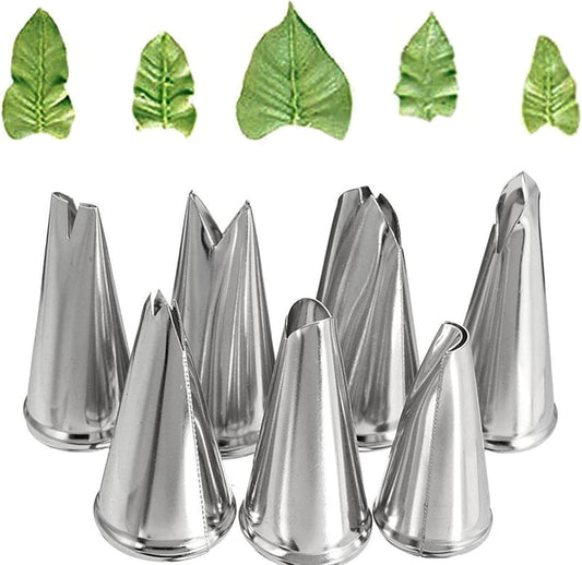 Leaf Piping Bags and Tips Set 7 Pieces Piping Tips Set Cake Decorating Tips Icing Piping Nozzles Set Cupcake Decorating Kit