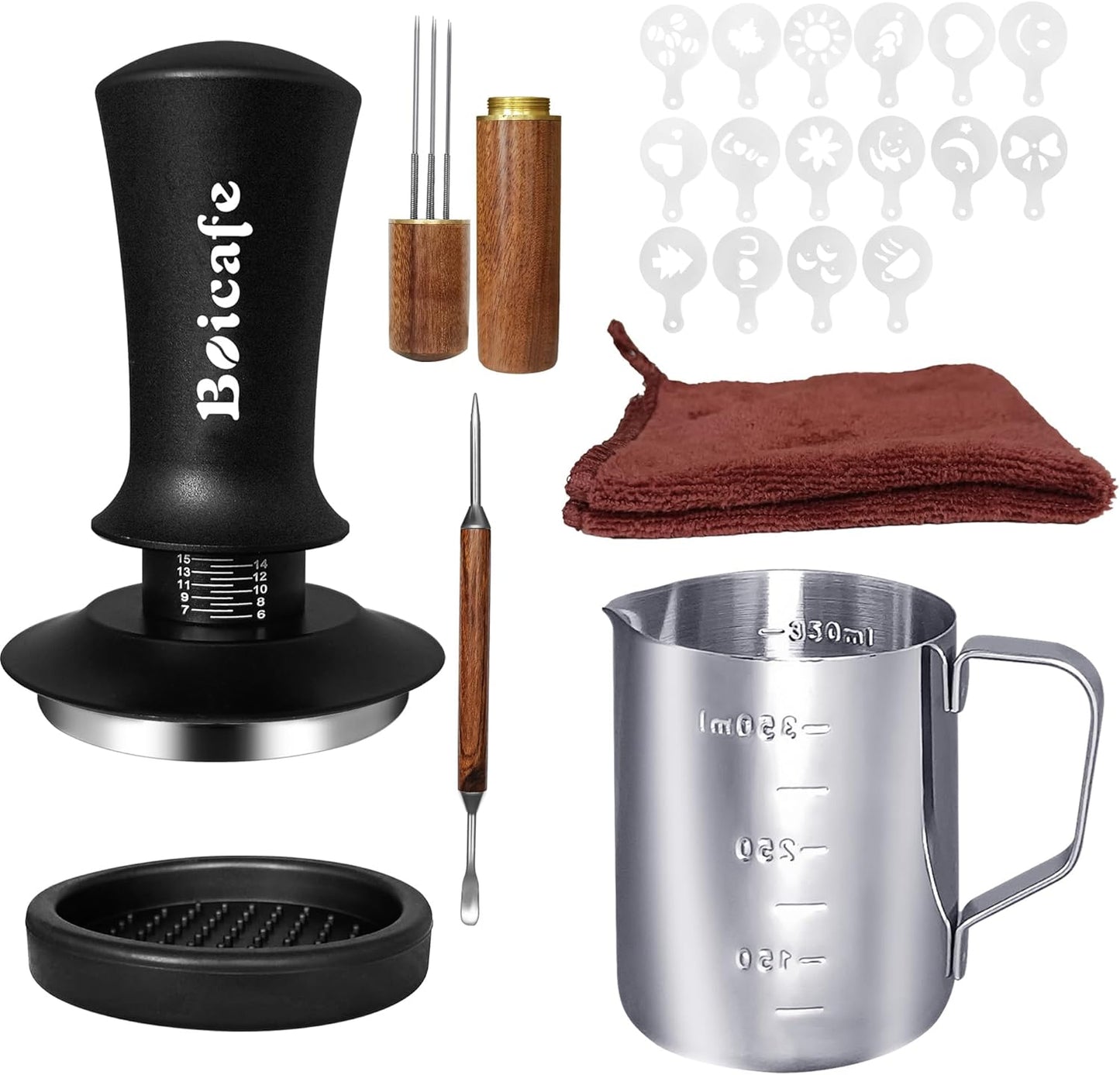 22 PCS 51mm Espresso Accessories Kit, 51mm Spring Loaded Calibrated Espresso Coffee Tamper Set with 