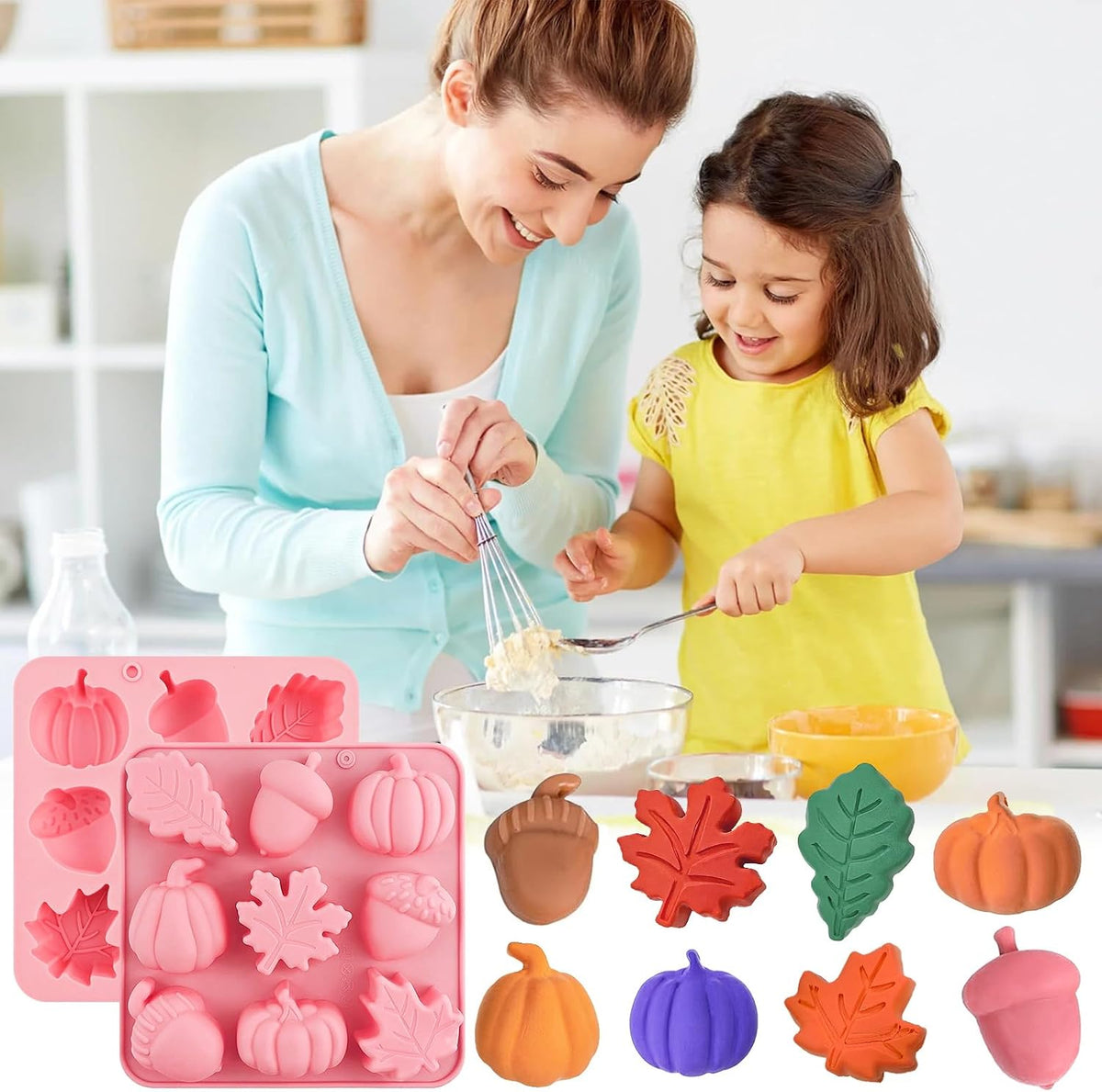 Thanksgiving Fall Silicone Molds Pumpkin Cake Mold Maple Leaf Silicone Mold | 2Pcs Halloween Pumpkin Chocolate Molds Autumn Leaves Cake Pan Baking Tray Mold for Thanksgiving Halloween Cake Cupcake Decor
