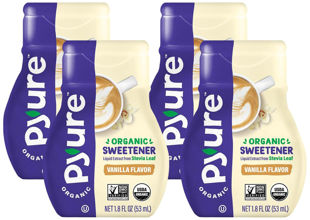 Pyure Organic Liquid Vanilla Stevia Drops, Stevia Liquid Sweetener Keto Sugar Substitutes, Zero Calorie, Zero Sugar, Zero Carb