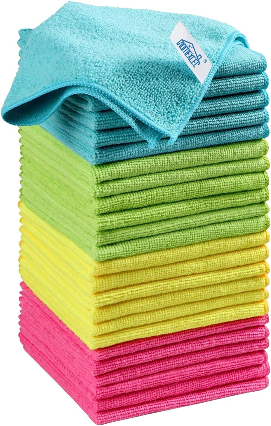 HOMEXCEL Microfiber Cleaning Cloth, 24 Pack Cleaning Rags, Cleaning Towels with 4 Color Assorted, 11