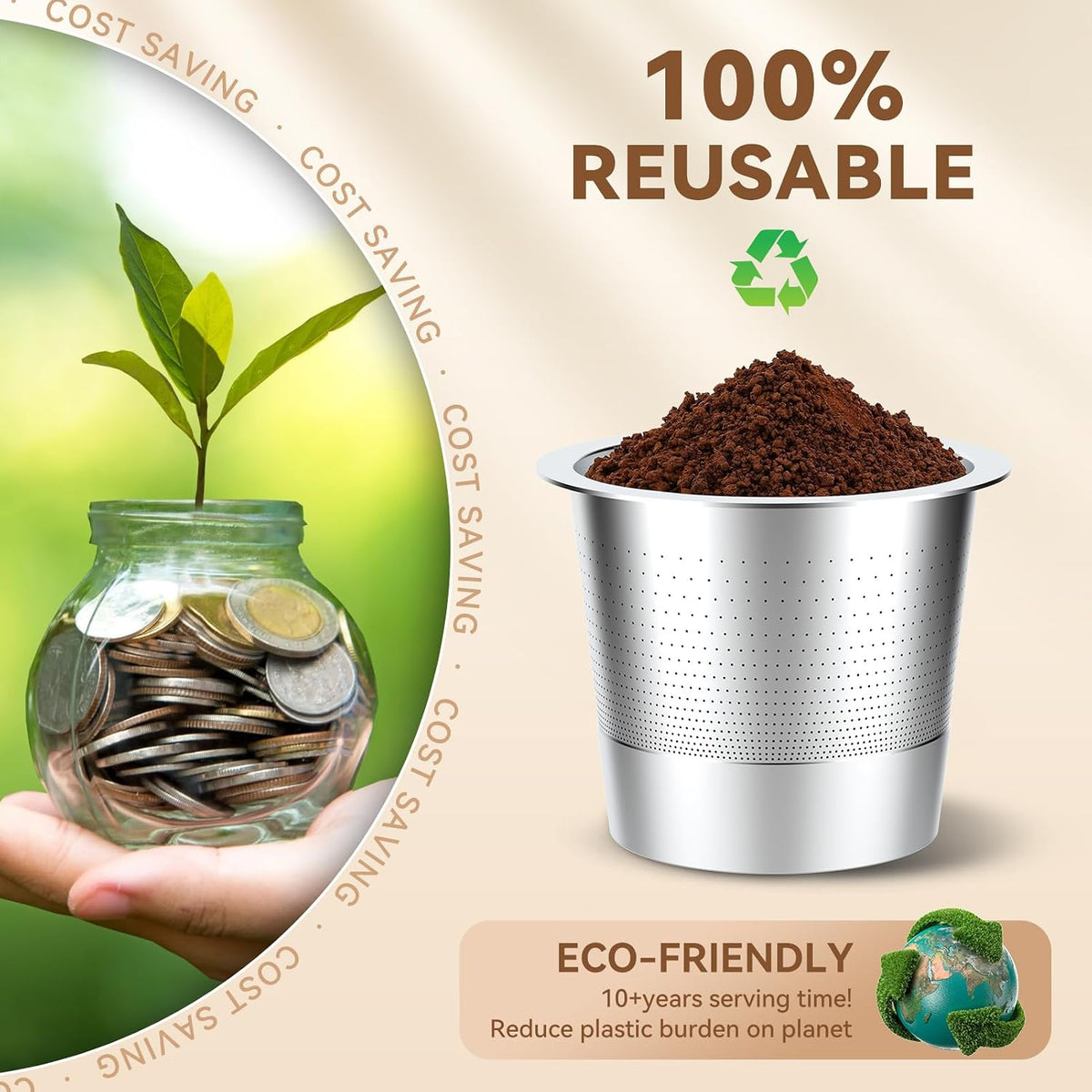 CAPMESSO Reusable K Cups Coffee Pods for Keurig Single Serve Brewer, 4 Pack