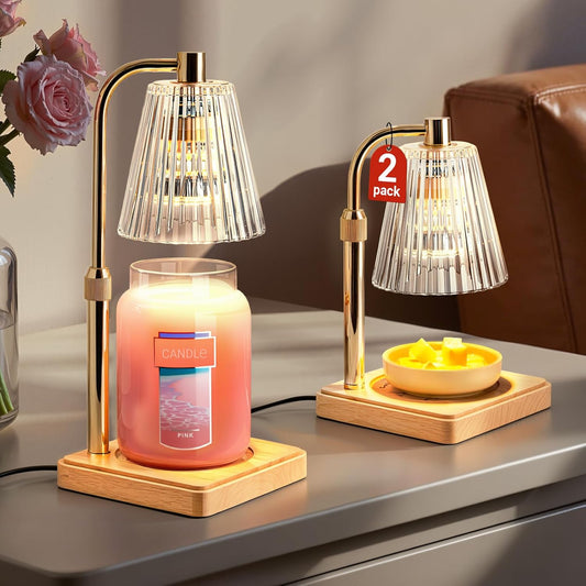 Candle Warmer Lamps 2 Pack, Electric Wax Warmer Lamp with Timer for Jar Candles, Aesthetic Home Decor, Housewarming Gifts