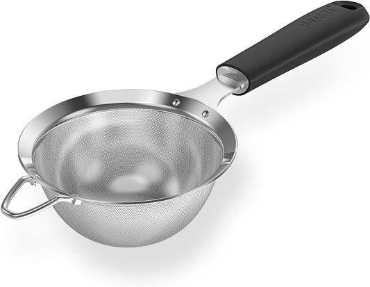 18/8 Stainless Steel Mesh Strainer: U-Taste 3.9 Inch Kitchen Fine Mesh Sieve Food Colander with Riveted Sturdy Silicone