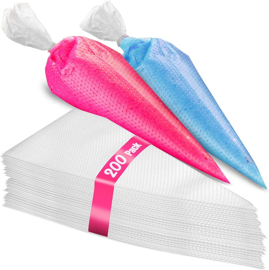 Set of 200 - Anti Burst Piping Bags 12 Inch - Prestee Tipless Icing Bags - Durable Frosting Piping Bag Tools - Pastry and