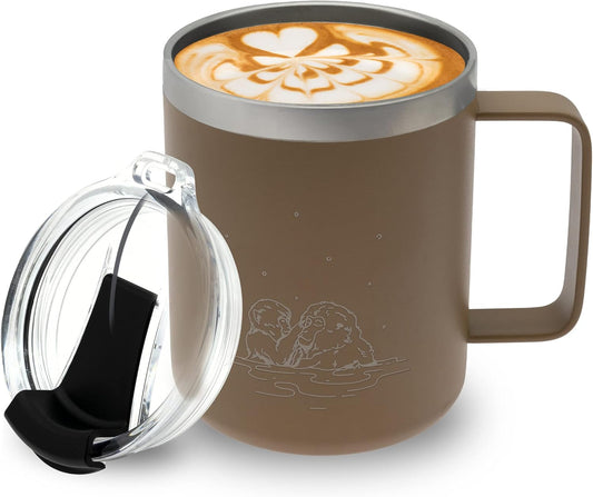 COREFLEX 12 oz Insulated Coffee Mug with Handle & Lid, Stainless Steel Double Walled Vacuum Insulated Tumbler, Travel Coffee