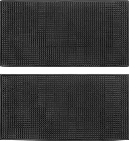 2 Pack Rubber Bar Mats, 24" x 12" Black Large Bar Service Mat, Spill Mat for Countertop, Bartending, Rubber Bar Mats,