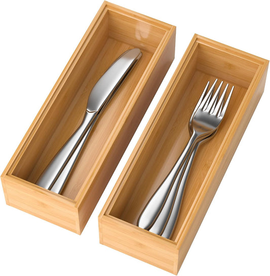 Lixple Bamboo Kitchen Drawer Organizer