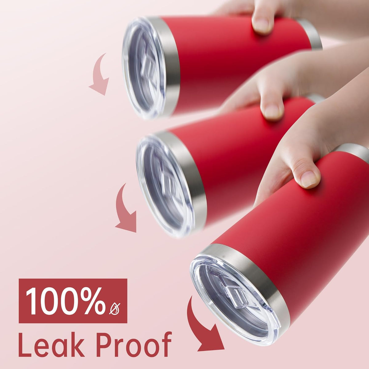 20 oz Tumblers Bulk Stainless Steel Tumbler with Lid Double Wall Vacuum Insulated Coffee Mug 20oz Powder Coated Cup for Hot and Cold Drinks, Red, 12 pack