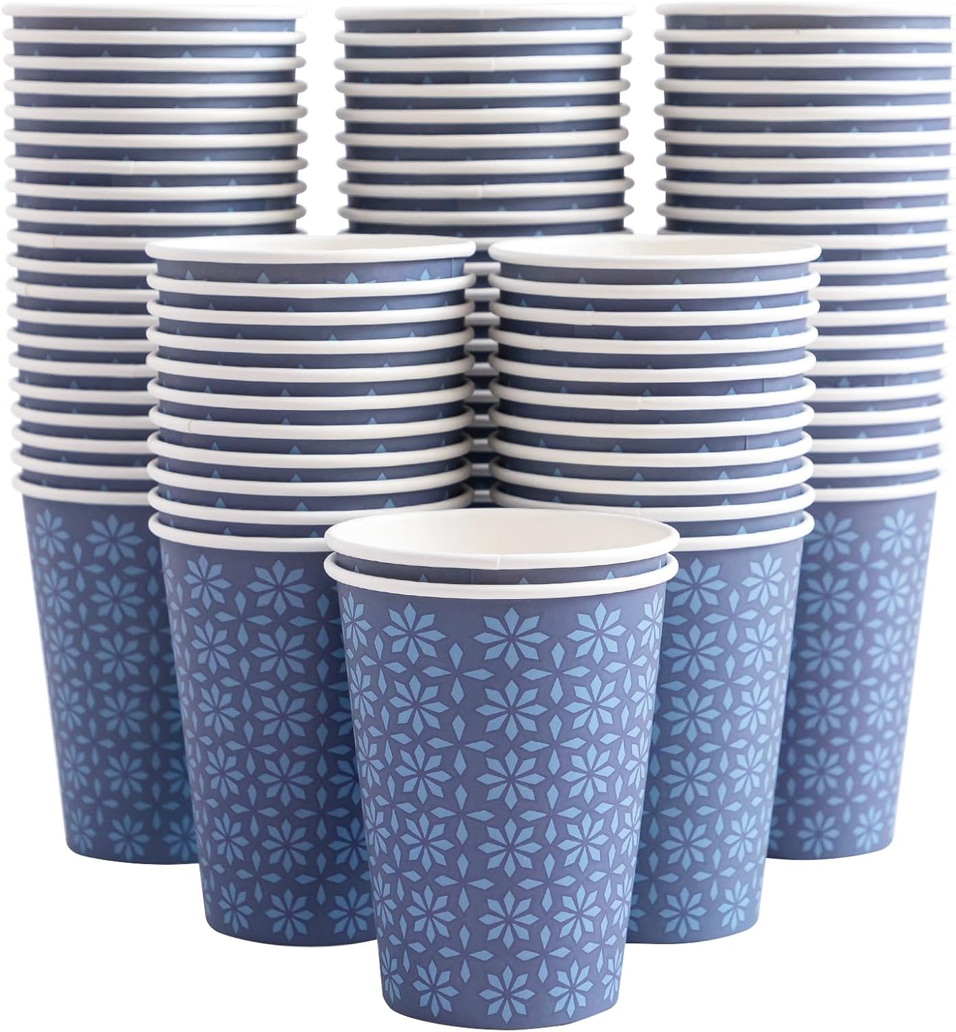 210 Pack 16 oz Disposable Paper Cups, Hot/Cold Beverage Paper Drinking Cups, Navy Floral Paper Coffe