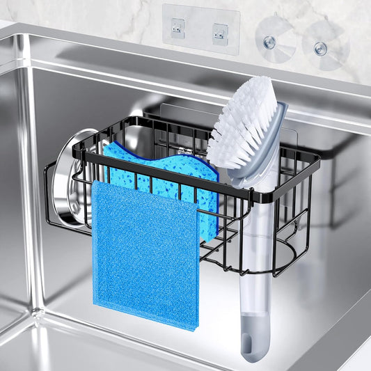 StorageRight 4-in-1 Sponge Holder for Kitchen Sink, Kitchen Organizers and Storage with Adhesive Hook & Suction Cups,