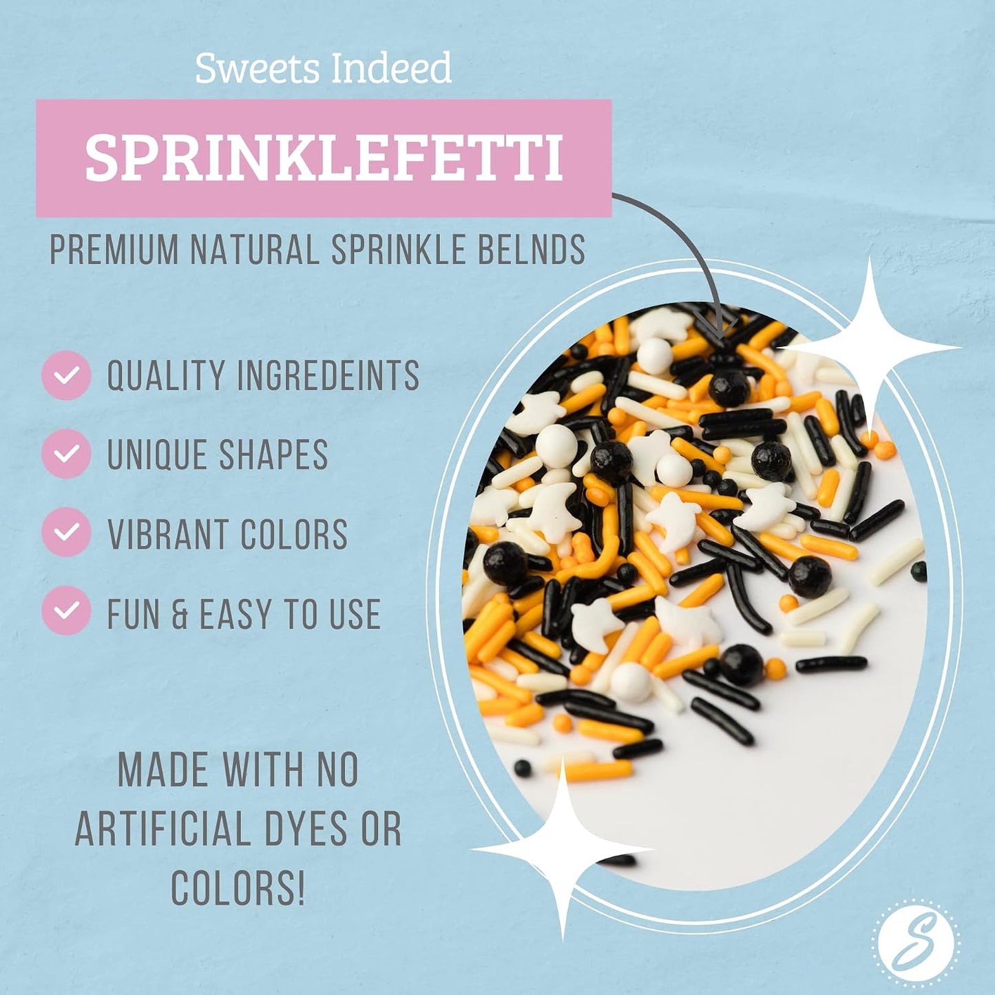 Sweets Indeed Dye Free Sprinkles for Baking, 3.6 ounces (Haunted House)