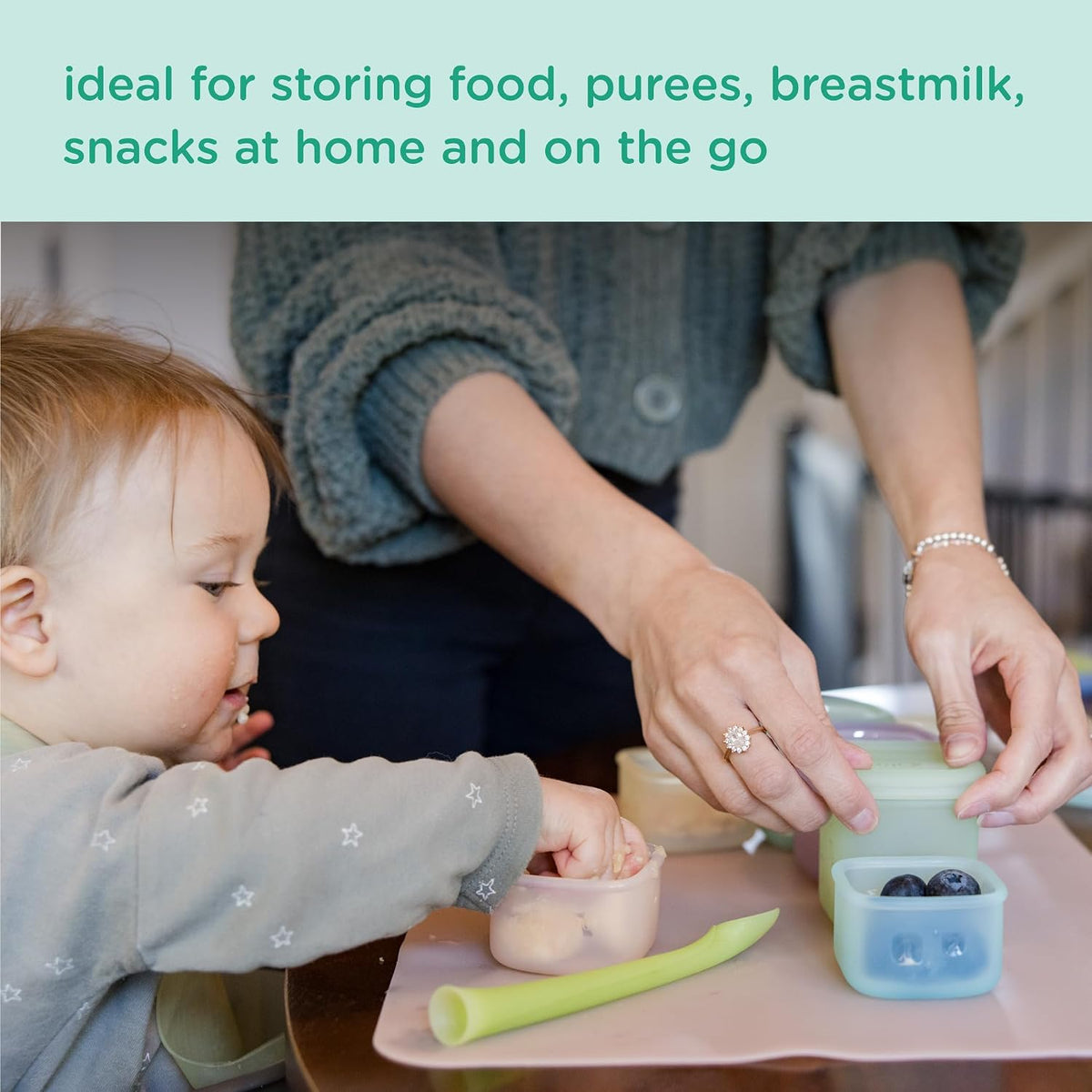 Olababy Silicone Baby Food Storage Containers 4pk, 4oz (Blueberry) | For Baby Food, Snacks, Formula, Puree &amp; Sauce. BPA &amp; Micro Plastic-Free. Daycare Essentials for Toddlers.