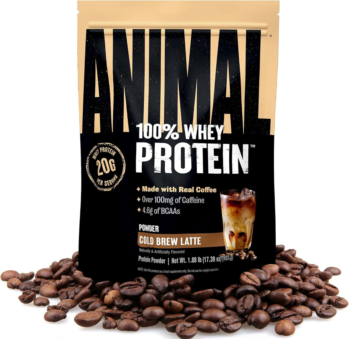 Animal 100% Whey Protein Powder, 20G High Protein | Cold Brew Coffee 1LB | Real Coffee Blend with 100mg Caffeine | Build Muscle &amp; Recover Faster | Low Carb, Low Sugar, Great Taste | Pre &amp; Post Workout