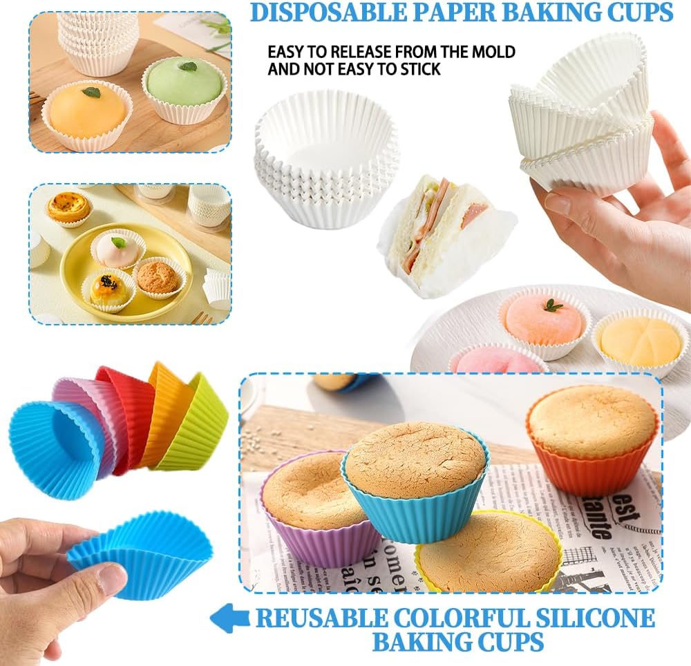 179PCS Cake Pan Set for Baking,3PCS Springform Round Cake Pans(4,7,9 Inch) | Non-Stick Springform Pan,65 Baking Cups,30Parchment paper liners,Piping Tips and Bags for Cake Decorating