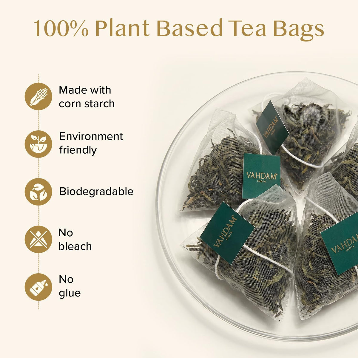 VAHDAM Decaf Green Tea Bags (100 Count) Tastes Exactly like Green Tea | High Quality. Refreshing &amp; Smooth | Non GMO | High Elevation Grown Green Tea | Pure Unblended | Resealable Ziplock Pouch